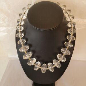 You & I Clear Faceted Beaded Chunky Necklace 18 in.